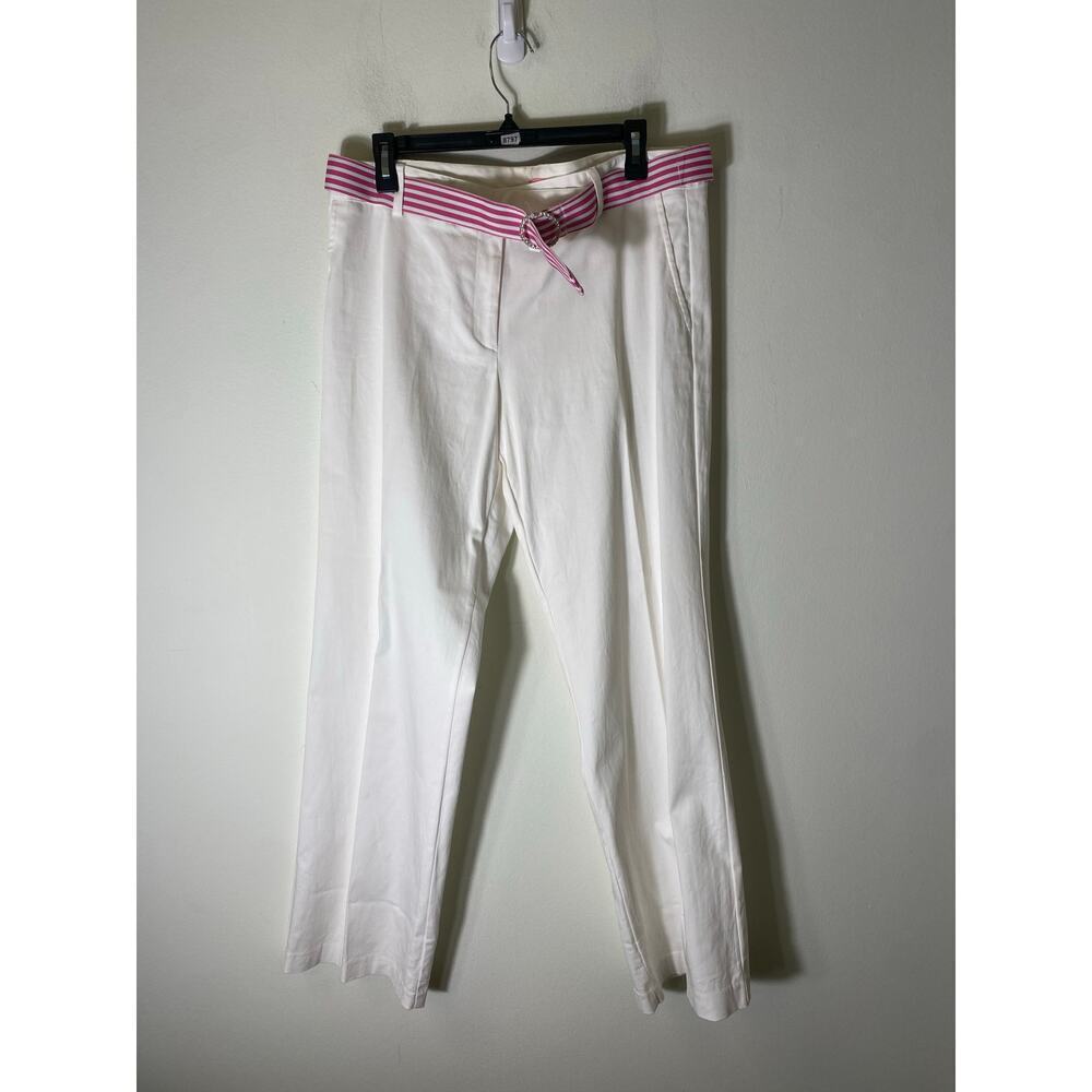 Sam Ty White Slacks with Grosgrain Belt Size 14